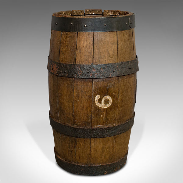 Antique Coopered Whiskey Barrel, English, Oak, Oval, Stick Stand, Victorian - London Fine Antiques