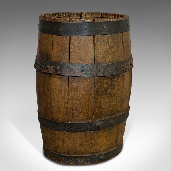 Antique Coopered Whiskey Barrel, English, Oak, Oval, Stick Stand, Victorian - London Fine Antiques