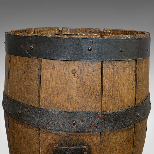 Antique Coopered Whiskey Barrel, English, Oak, Oval, Stick Stand, Victorian - London Fine Antiques