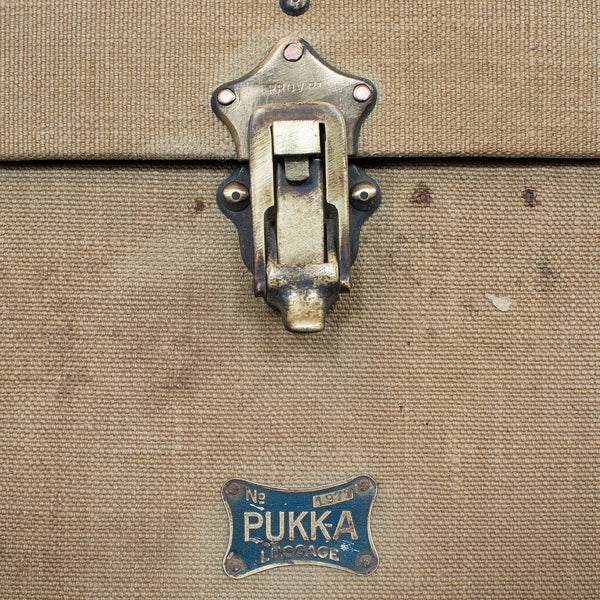 Antique Shipping Trunk, English, Canvas Travel Case, Pukka Luggage, Edwardian - London Fine Antiques