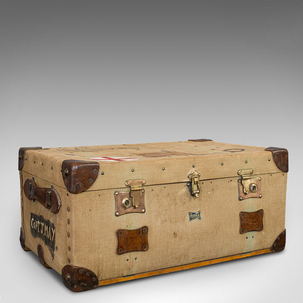 Antique Shipping Trunk, English, Canvas Travel Case, Pukka Luggage, Edwardian - London Fine Antiques