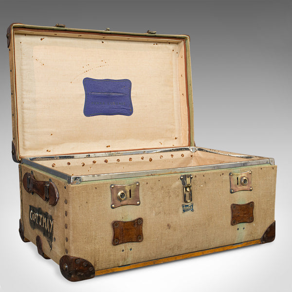 Antique Shipping Trunk, English, Canvas Travel Case, Pukka Luggage, Edwardian - London Fine Antiques