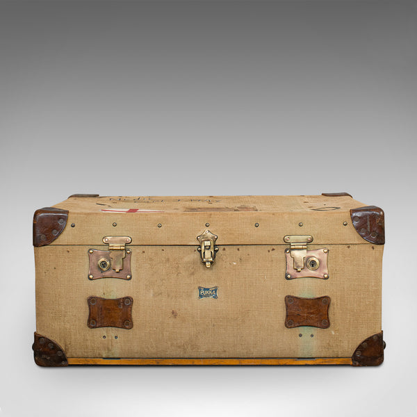 Antique Shipping Trunk, English, Canvas Travel Case, Pukka Luggage, Edwardian - London Fine Antiques