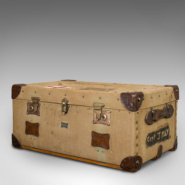Antique Shipping Trunk, English, Canvas Travel Case, Pukka Luggage, Edwardian - London Fine Antiques