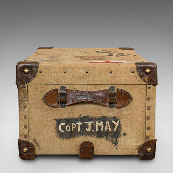Antique Shipping Trunk, English, Canvas Travel Case, Pukka Luggage, Edwardian - London Fine Antiques