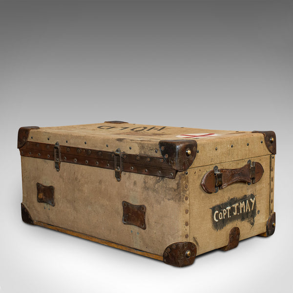 Antique Shipping Trunk, English, Canvas Travel Case, Pukka Luggage, Edwardian - London Fine Antiques