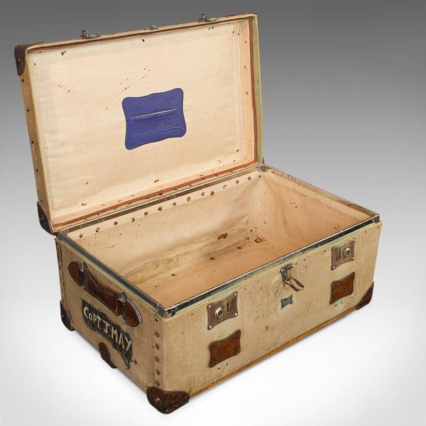 Antique Shipping Trunk, English, Canvas Travel Case, Pukka Luggage, Edwardian - London Fine Antiques