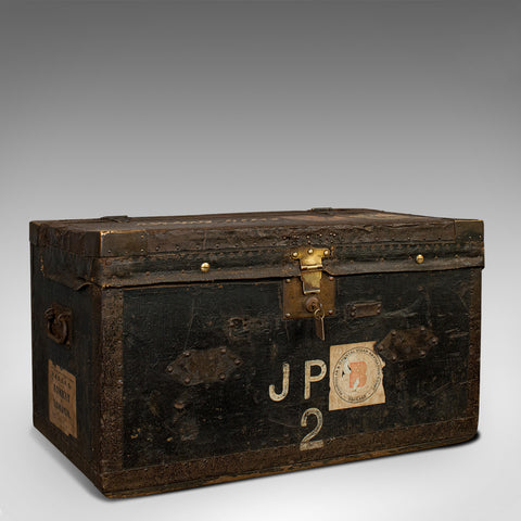 Antique Explorer's Portmanteau, English, Canvas, Travel, Trunk, Chest, Victorian - London Fine Antiques