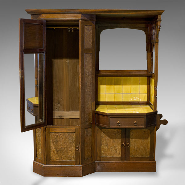 Antique Wardrobe, English, Walnut, Art Deco, Vanity, Liberty of London, C.1920 - London Fine Antiques