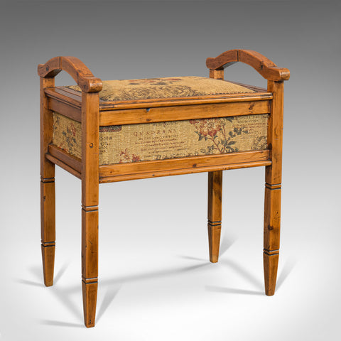 Antique Music Locker Stool, English, Pine, Piano, Bench, Edwardian, Circa 1910 - London Fine Antiques