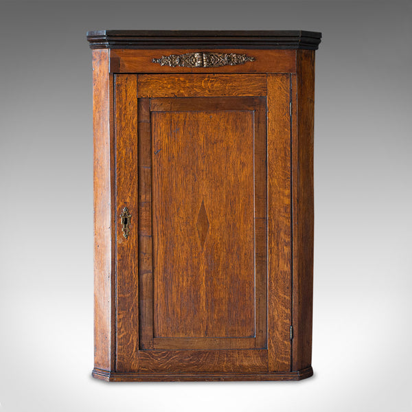 Antique Corner Cabinet, English, Oak, Mahogany, Georgian, Hanging Cupboard, 1800 - London Fine Antiques