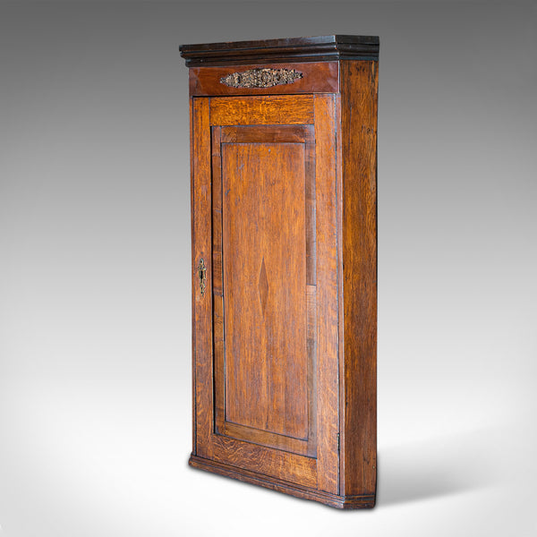 Antique Corner Cabinet, English, Oak, Mahogany, Georgian, Hanging Cupboard, 1800 - London Fine Antiques