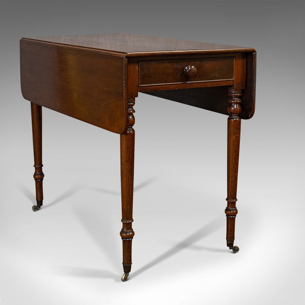 Antique Pembroke Table, English, Mahogany, Drop Leaf, Side, Occasional, Regency