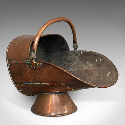 Antique Coal Scuttle, English, Copper, Fireside, Coal, Log Bucket, Circa 1890 - London Fine Antiques