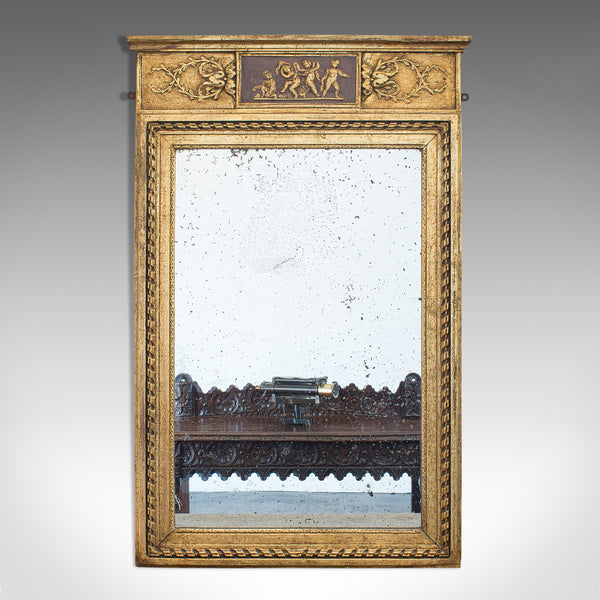 Antique Pier Mirror, English, Gilt Gesso, Hall, Foxing, Regency, Circa 1820