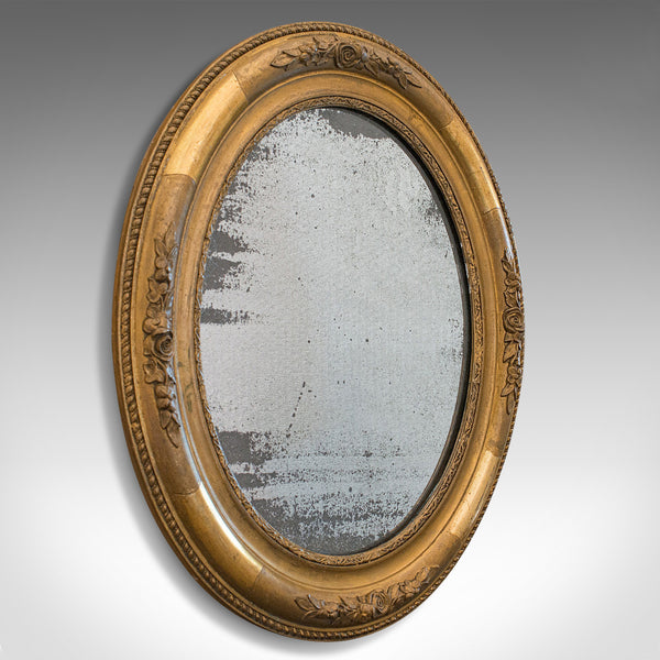 Antique Oval Mirror, English, Gilt Gesso, Mercury Plate, Georgian, Circa 1800