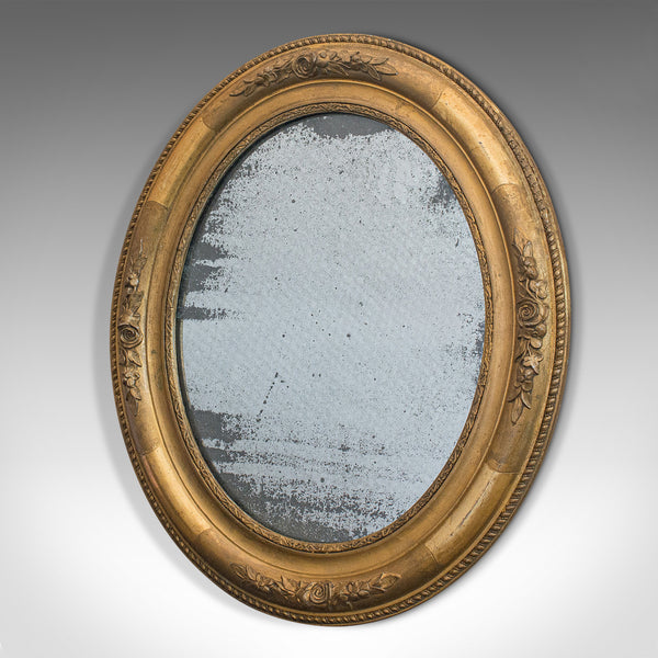 Antique Oval Mirror, English, Gilt Gesso, Mercury Plate, Georgian, Circa 1800