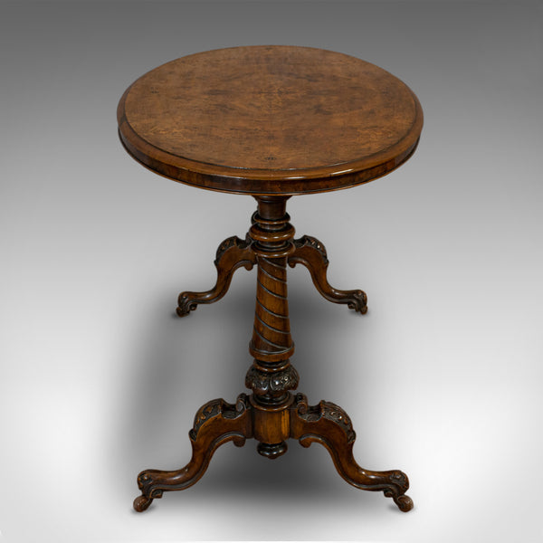 Antique Oval Table, English, Burr Walnut, Centre, Side, Victorian, Circa 1870