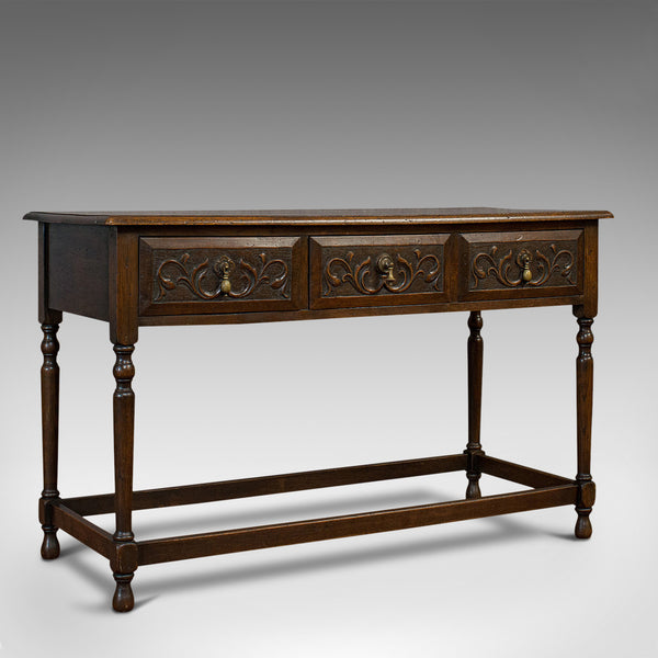 Antique Dresser Base, English, Oak, Side, Hall, Table, Edwardian, Circa 1910