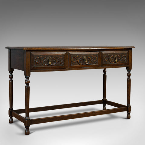 Antique Dresser Base, English, Oak, Side, Hall, Table, Edwardian, Circa 1910