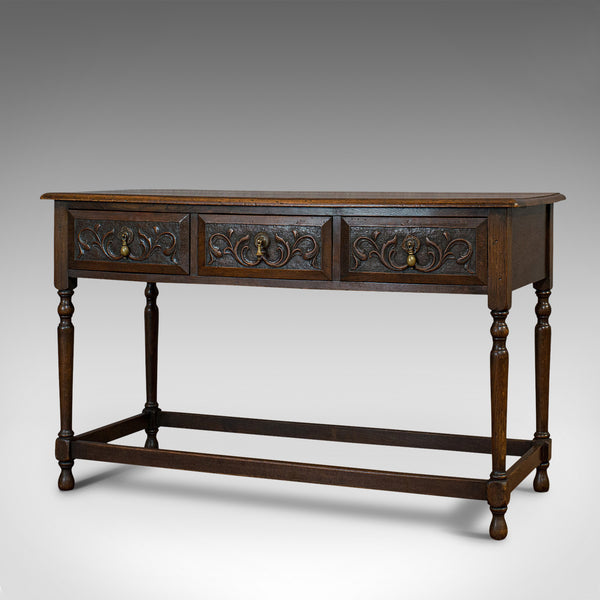Antique Dresser Base, English, Oak, Side, Hall, Table, Edwardian, Circa 1910
