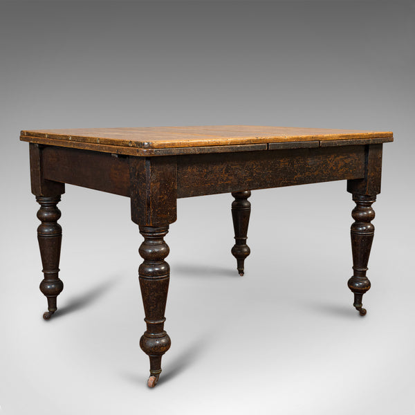 Antique Kitchen Table, English, Extending, Scrub Top, Dining, Victorian, C.1870