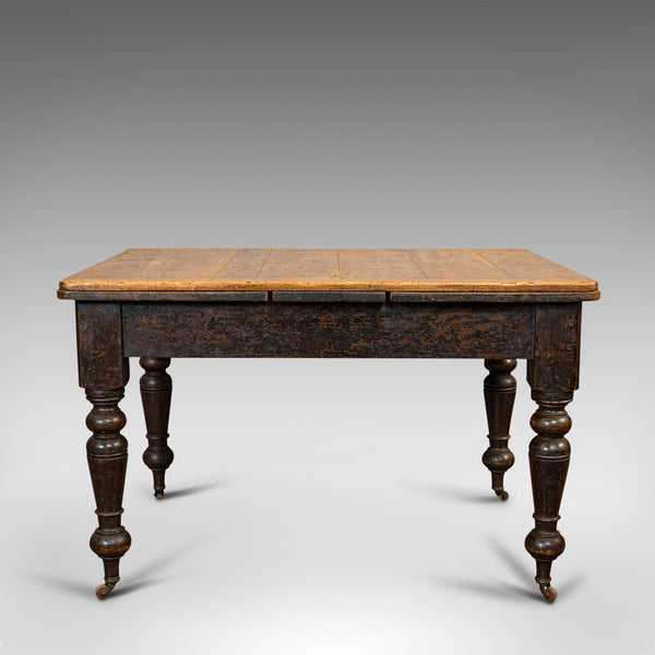 Antique Kitchen Table, English, Extending, Scrub Top, Dining, Victorian, C.1870