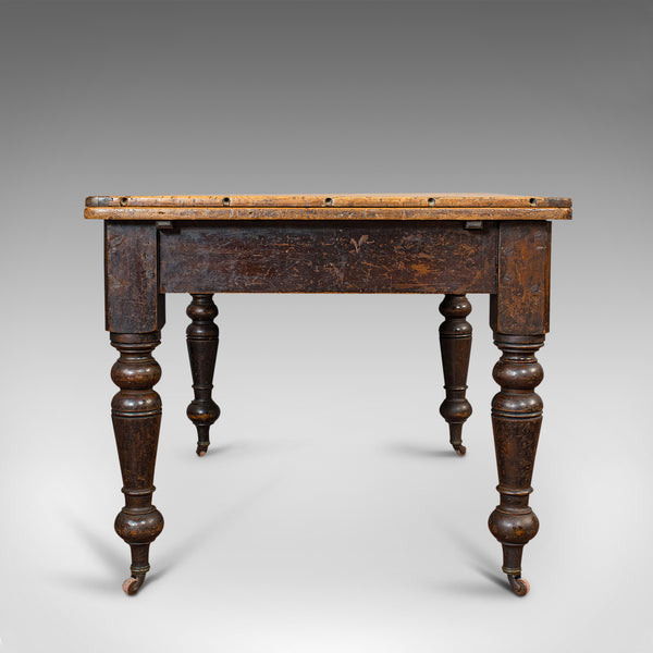 Antique Kitchen Table, English, Extending, Scrub Top, Dining, Victorian, C.1870