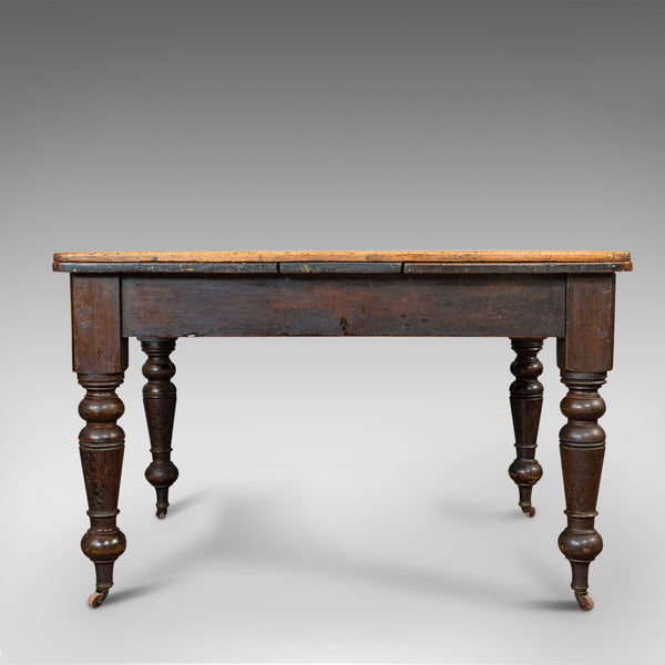Antique Kitchen Table, English, Extending, Scrub Top, Dining, Victorian, C.1870