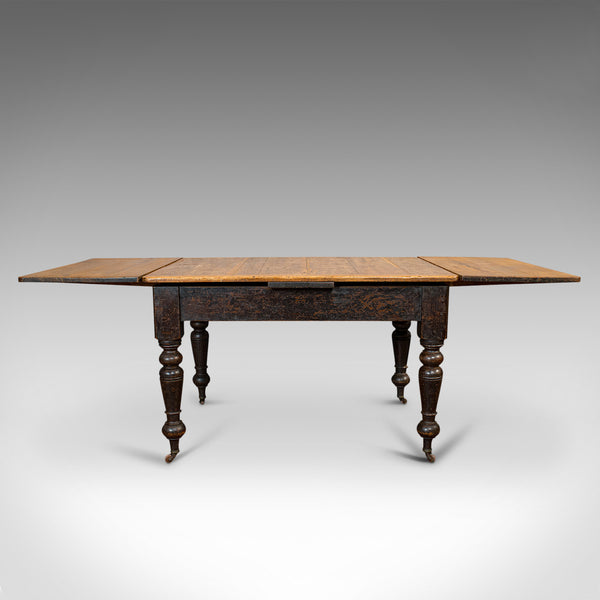 Antique Kitchen Table, English, Extending, Scrub Top, Dining, Victorian, C.1870