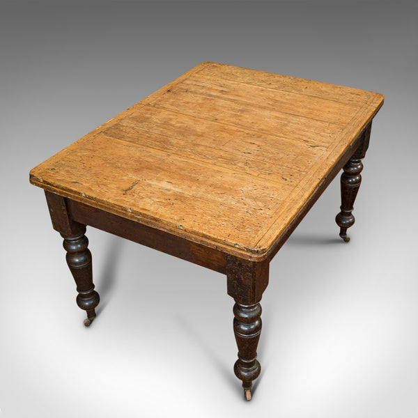 Antique Kitchen Table, English, Extending, Scrub Top, Dining, Victorian, C.1870