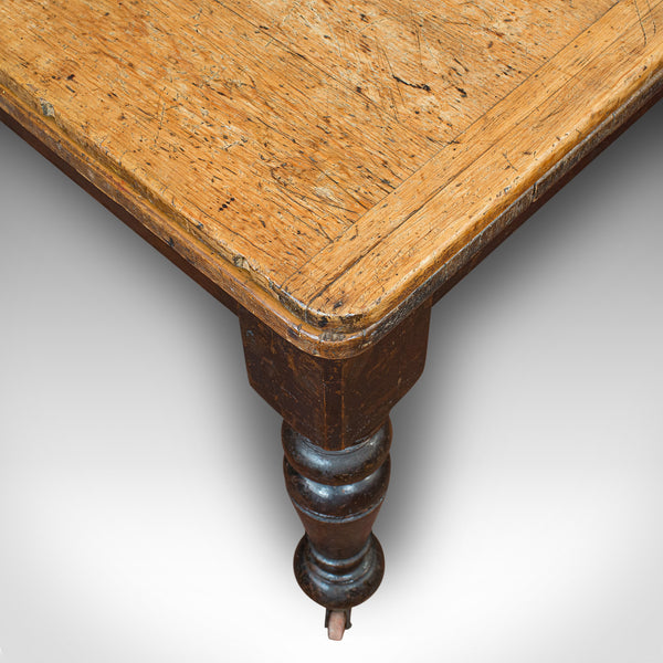 Antique Kitchen Table, English, Extending, Scrub Top, Dining, Victorian, C.1870
