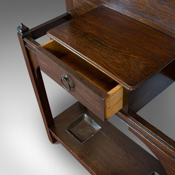 Antique Hall Stand, English, Oak, Stick, Coat, Hat, Stand, Edwardian, C.1910