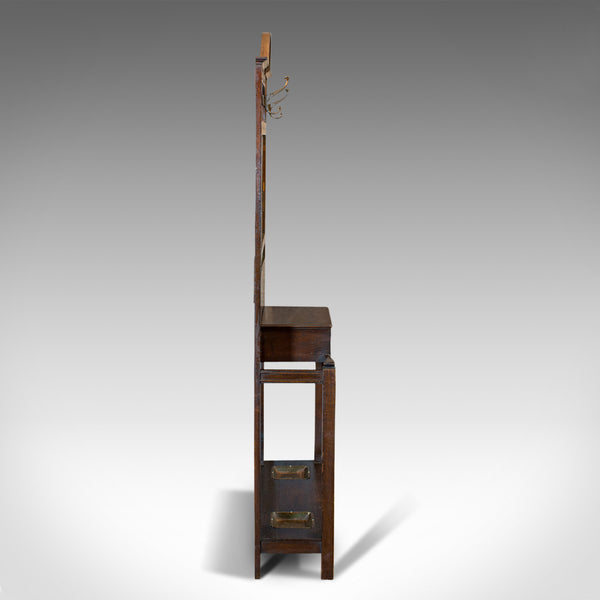 Antique Hall Stand, English, Oak, Stick, Coat, Hat, Stand, Edwardian, C.1910