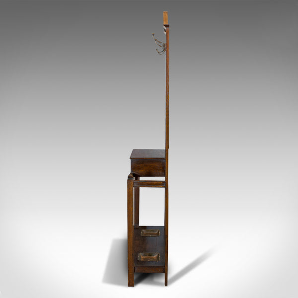 Antique Hall Stand, English, Oak, Stick, Coat, Hat, Stand, Edwardian, C.1910