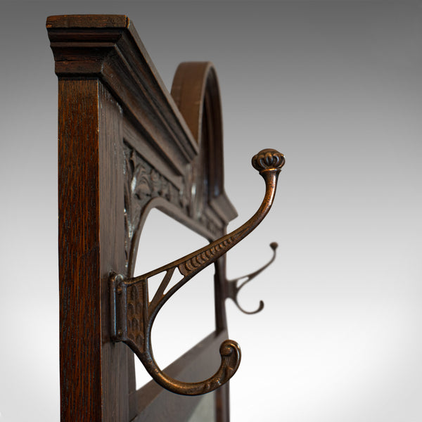 Antique Hall Stand, English, Oak, Stick, Coat, Hat, Stand, Edwardian, C.1910
