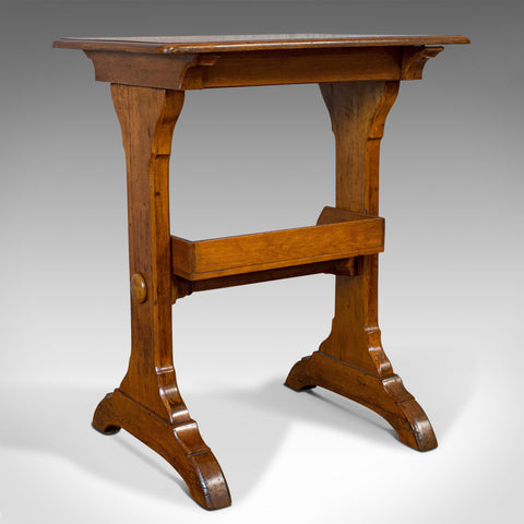 Antique Craft Table, English, Golden Oak, Side, Writing, Victorian, Circa 1880