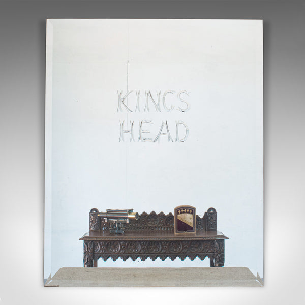 Large Vintage Etched Mirror, English, Glass, Kings Head, Public House, 1970
