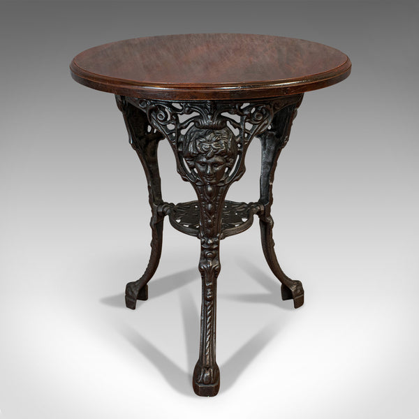 Antique Britannia Table, English, Cast Iron, Beech, Outdoor, Garden, Circa 1900