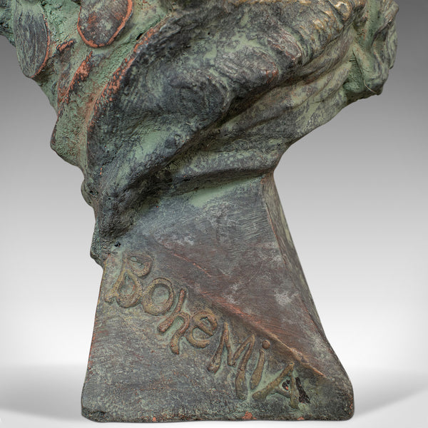 Vintage Female Bust, French, Bronzed Stone, Portrait, Statue, Art Nouveau Taste - London Fine Antiques