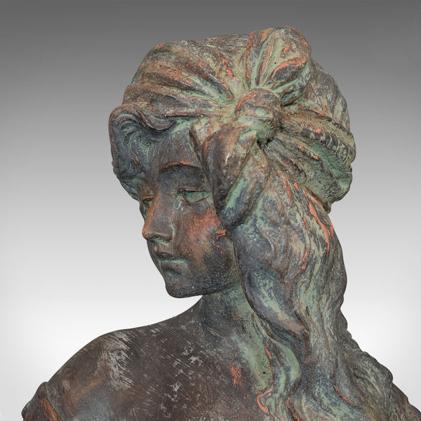 Vintage Female Bust, French, Bronzed Stone, Portrait, Statue, Art Nouveau Taste - London Fine Antiques