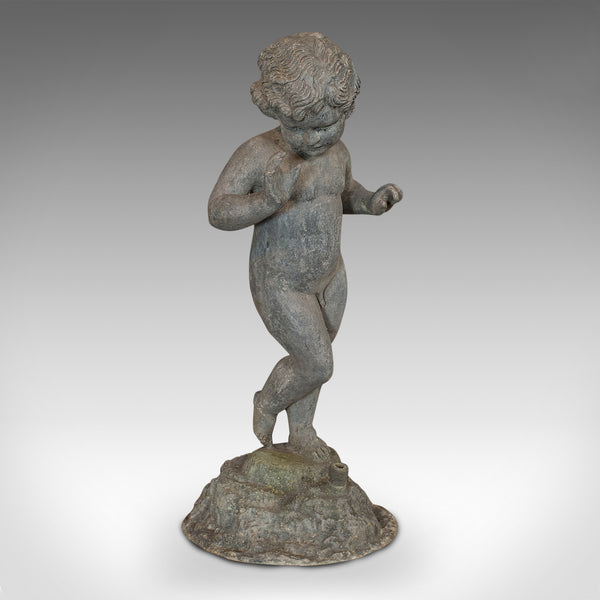 Antique Cherub, English, Lead, Putto, Statue, Ornamental Garden, Victorian, 1900 - London Fine Antiques