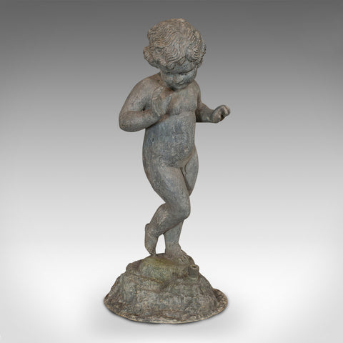 Antique Cherub, English, Lead, Putto, Statue, Ornamental Garden, Victorian, 1900 - London Fine Antiques