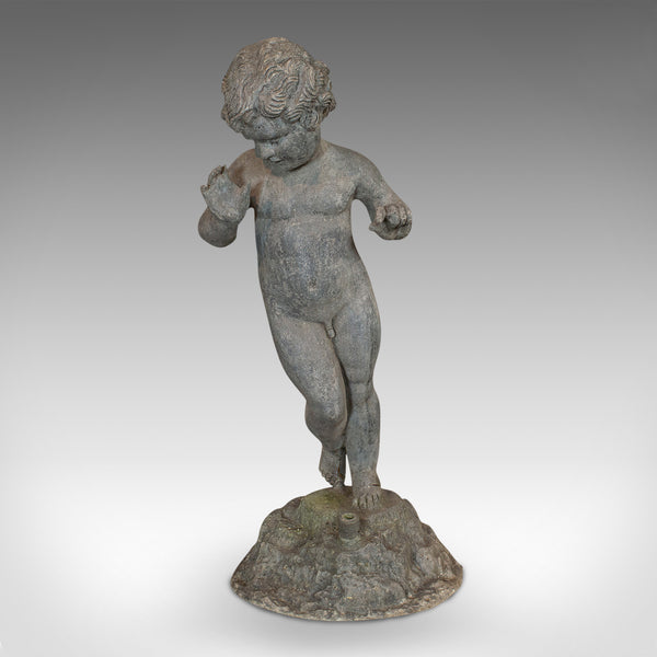 Antique Cherub, English, Lead, Putto, Statue, Ornamental Garden, Victorian, 1900 - London Fine Antiques