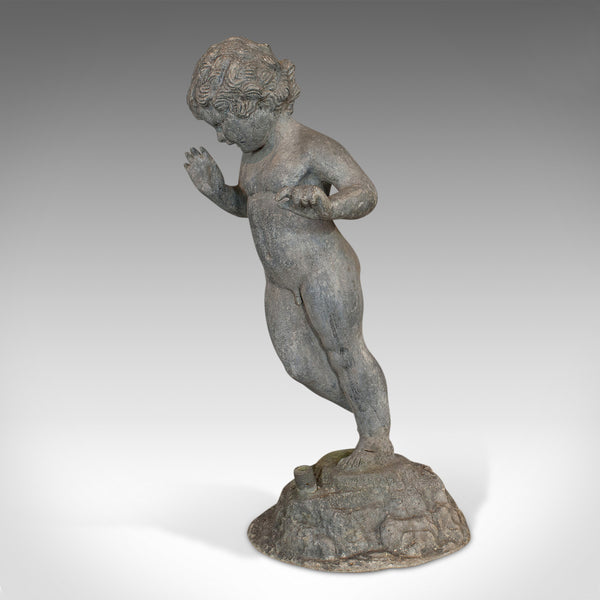Antique Cherub, English, Lead, Putto, Statue, Ornamental Garden, Victorian, 1900 - London Fine Antiques