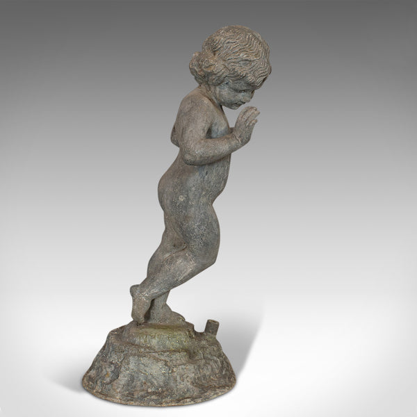 Antique Cherub, English, Lead, Putto, Statue, Ornamental Garden, Victorian, 1900 - London Fine Antiques