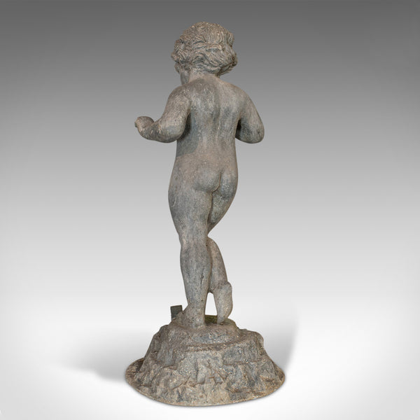 Antique Cherub, English, Lead, Putto, Statue, Ornamental Garden, Victorian, 1900 - London Fine Antiques