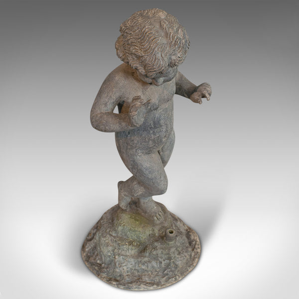 Antique Cherub, English, Lead, Putto, Statue, Ornamental Garden, Victorian, 1900 - London Fine Antiques