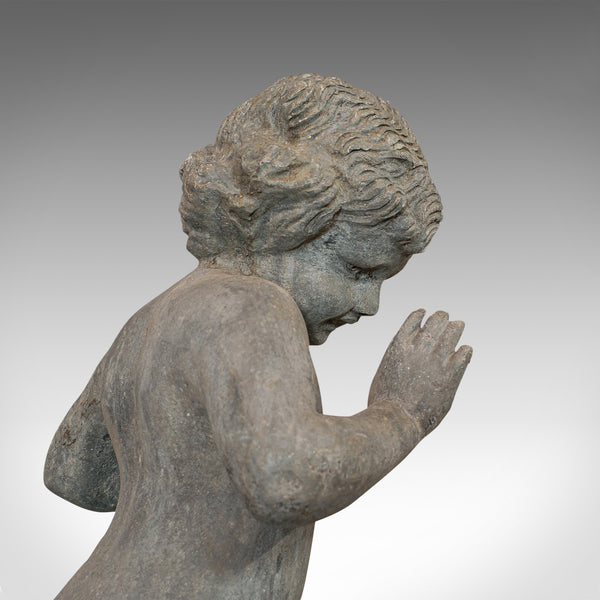 Antique Cherub, English, Lead, Putto, Statue, Ornamental Garden, Victorian, 1900 - London Fine Antiques