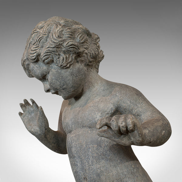 Antique Cherub, English, Lead, Putto, Statue, Ornamental Garden, Victorian, 1900 - London Fine Antiques